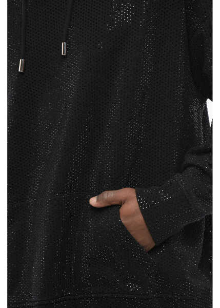 Bluze de trening DSQUARED2 Rhinestoned Cotton Ibra Hoodie Black Barbati (BM 17436169) 3