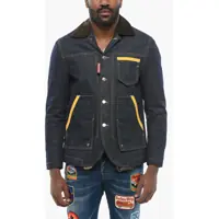 Geci de blugi Dark Washed Yellow Seal Denim Jacket With Suede Patches Barbati