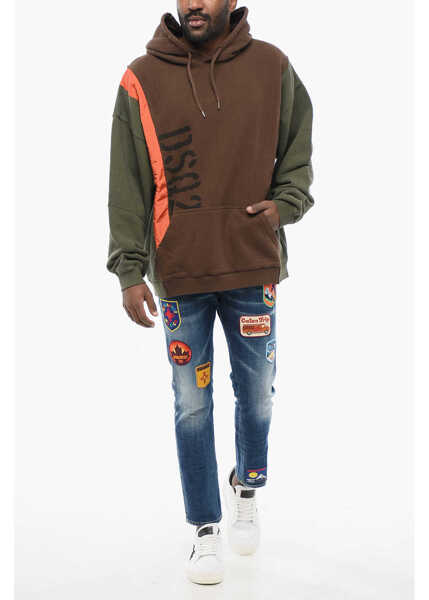 Bluze de trening DSQUARED2 Nylon Detailed Panel Hoodie Brown Barbati (BM 17436217) 4