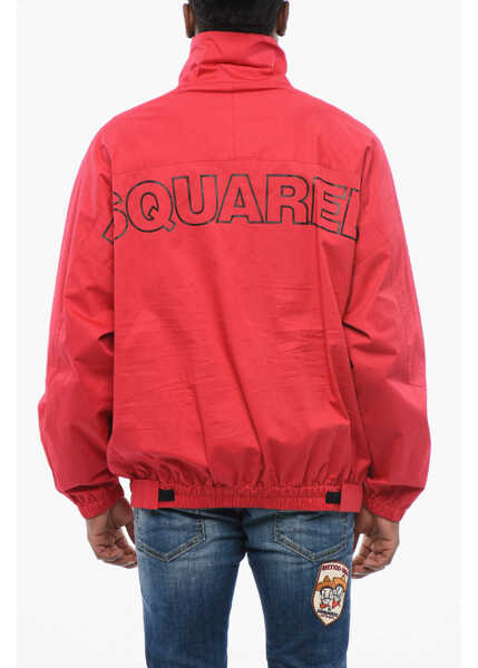 Jachete DSQUARED2 Cotton Blend Windbreaker With Back Embossed Logo Red Barbati (BM 17436229) 2