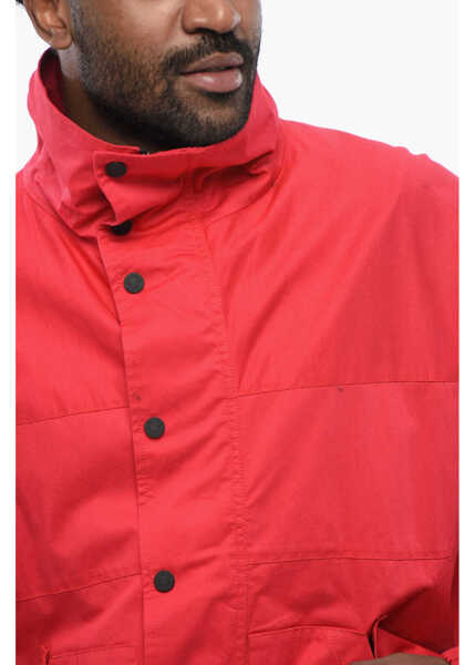 Jachete DSQUARED2 Cotton Blend Windbreaker With Back Embossed Logo Red Barbati (BM 17436229) 3