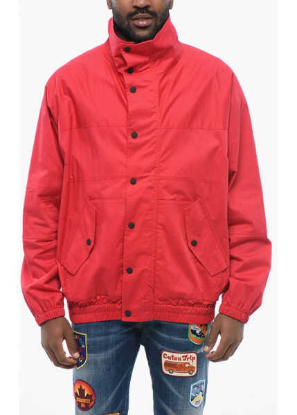 Jachete DSQUARED2 Cotton Blend Windbreaker With Back Embossed Logo Red Barbati (BM 17436229) 1