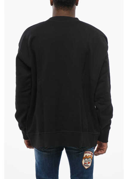 Bluze de trening DSQUARED2 Crew Neck Rainbow Leaf Fleeced Cotton Sweatshirt Black Barbati (BM 17436238) 2