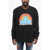 DSQUARED2 Crew Neck Rainbow Leaf Fleeced Cotton Sweatshirt Black