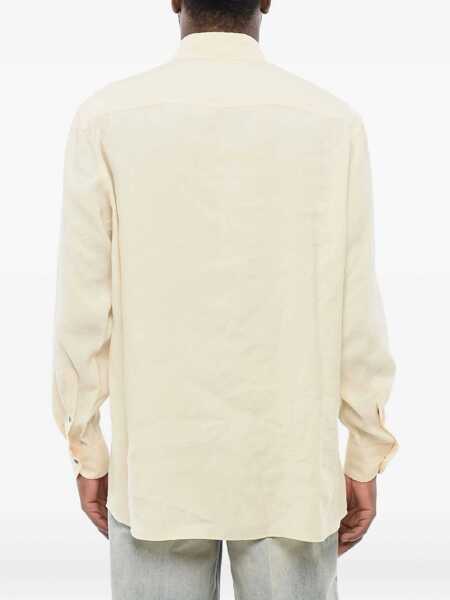 Camasi casual Armani Emporio Embroidered Palm Shirt With Breast-Pocket Beige Barbati (BM 17436592) 3