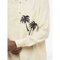 Imbracaminte Armani pentru Barbati - Camasi casual Armani Emporio Embroidered Palm Shirt With Breast-Pocket Beige Barbati (BM 17436592) - B-mall.ro