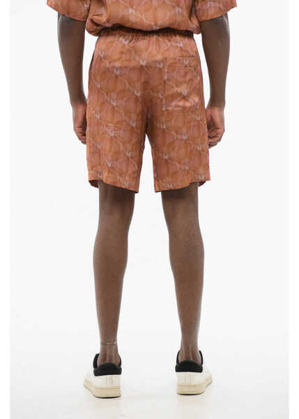 Pantaloni scurti Dries Van Noten Geometric Patterned Piperi Chiffon Shorts Orange Barbati (BM 17436595) 2