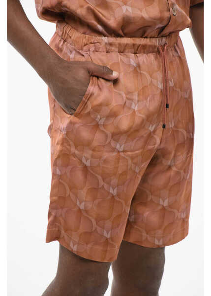 Pantaloni scurti Dries Van Noten Geometric Patterned Piperi Chiffon Shorts Orange Barbati (BM 17436595) 3