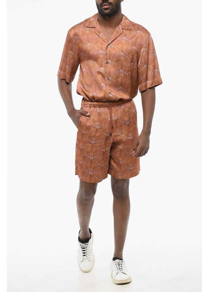 Pantaloni scurti Dries Van Noten Geometric Patterned Piperi Chiffon Shorts Orange Barbati (BM 17436595) 4