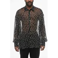 Camasi casual Dolce & Gabbana Polka Dot Patterned Silk Sheer Shirt