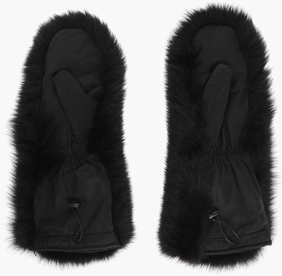 Manusi DSQUARED2 Eco-Fur Mittens With Drawstring Black Barbati (BM 17436670) 2