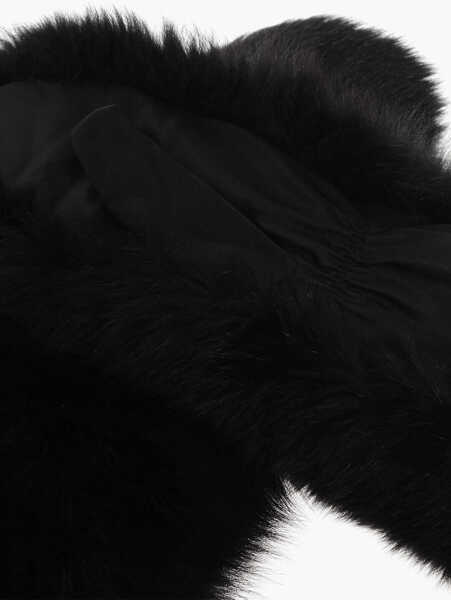 Manusi DSQUARED2 Eco-Fur Mittens With Drawstring Black Barbati (BM 17436670) 3