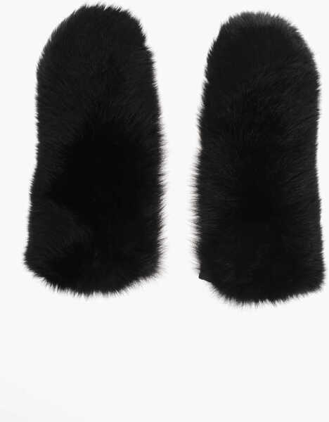Manusi DSQUARED2 Eco-Fur Mittens With Drawstring Black Barbati (BM 17436670) 1