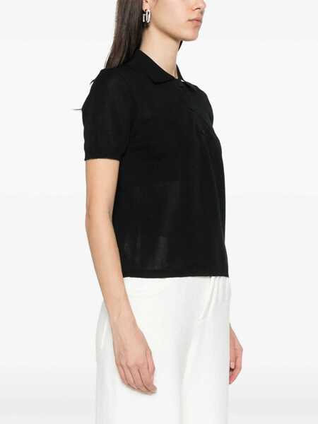 Tricouri Polo Moncler Polo Shirt With Embroidered Logo BLACK Femei (BM 17436757) 3