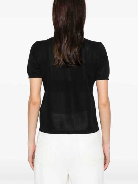 Tricouri Polo Moncler Polo Shirt With Embroidered Logo BLACK Femei (BM 17436757) 4