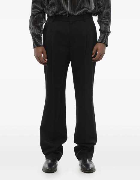 Pantaloni eleganti Saint Laurent Double-Pleated Wool 4-Pocketed Pants Black Barbati (BM 17436901) 1
