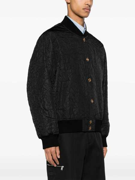 Bomber jacket Versace Quilted Barocco Bomber Jacket With Jewel Buttons Black Barbati (BM 17436946) 3