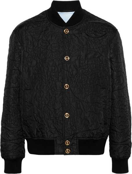 Bomber jacket Versace Quilted Barocco Bomber Jacket With Jewel Buttons Black Barbati (BM 17436946) 1