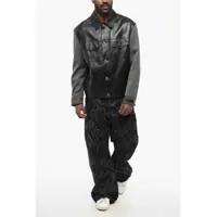 Geci Versace pentru Barbati - Geci de piele Versace Leather Jacket With Fabric Sleeves And Back Black Barbati (BM 17436958) - B-mall.ro