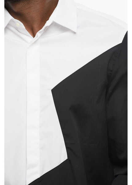 Camasi casual Neil Barrett Two-Tone Loose Fit Shirt With Spread Collar Black & White Barbati (BM 17436991) 3