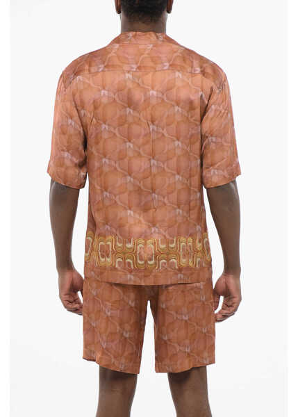 Camasi casual Dries Van Noten Chiffon Cassi Shirt With Embroidered Band Orange Barbati (BM 17437054) 2