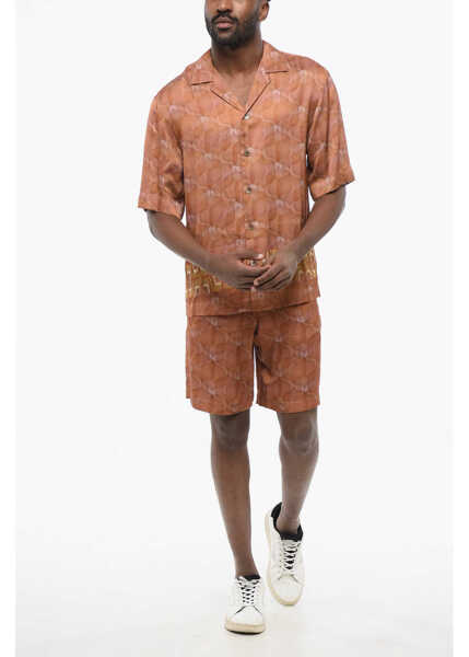 Camasi casual Dries Van Noten Chiffon Cassi Shirt With Embroidered Band Orange Barbati (BM 17437054) 4