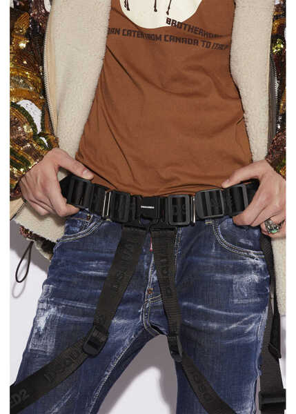 Curele DSQUARED2 Logoed Fabric Tape Harness Belt Black Barbati (BM 17437081) 3