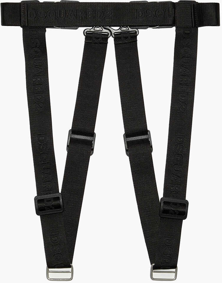 Curele DSQUARED2 Logoed Fabric Tape Harness Belt Black Barbati (BM 17437081) 1