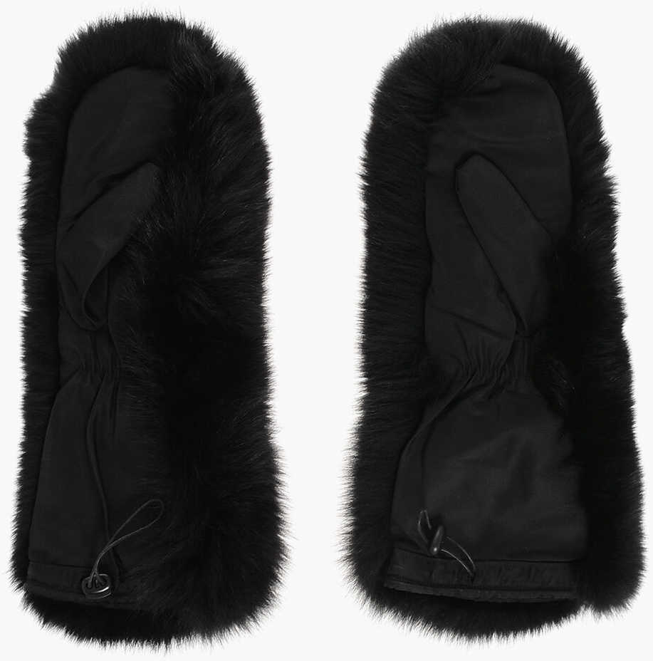 Manusi DSQUARED2 Eco-Fur Mittens With Drawstring Black Barbati (BM 17437105) 2