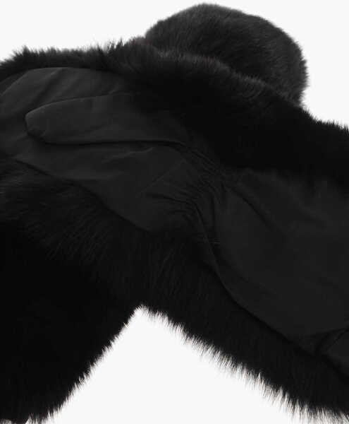Manusi DSQUARED2 Eco-Fur Mittens With Drawstring Black Barbati (BM 17437105) 3