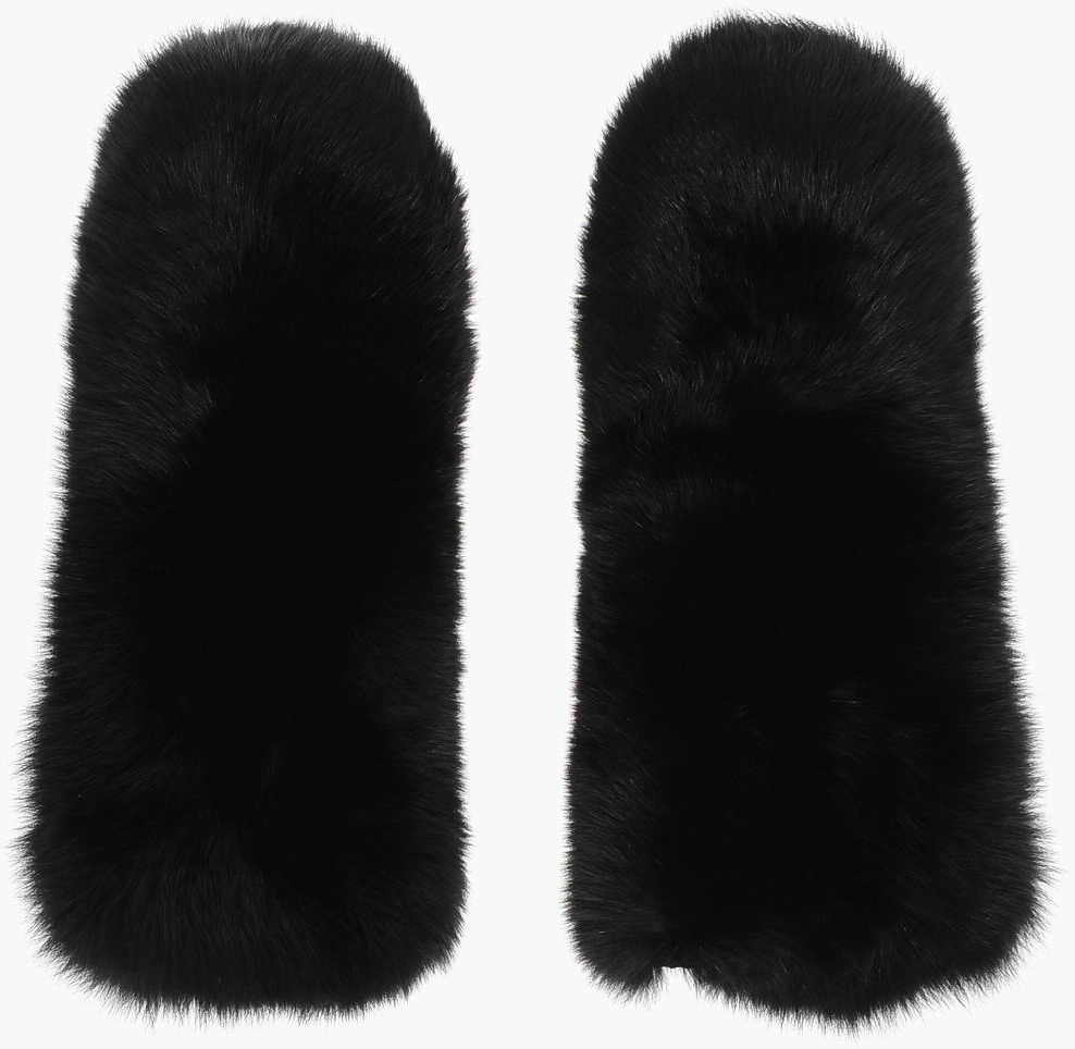 Manusi DSQUARED2 Eco-Fur Mittens With Drawstring Black Barbati (BM 17437105) 1