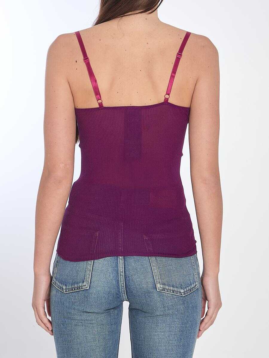 Topuri Saint Laurent Tank Top With Lace PURPLE Femei (BM 17439510) 4