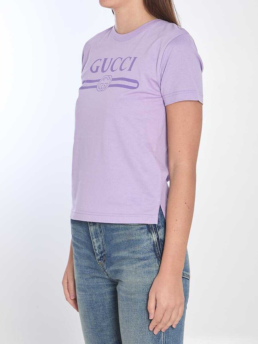 Tricouri Gucci Printed Logo T-Shirt Purple Femei (BM 17439711) 2