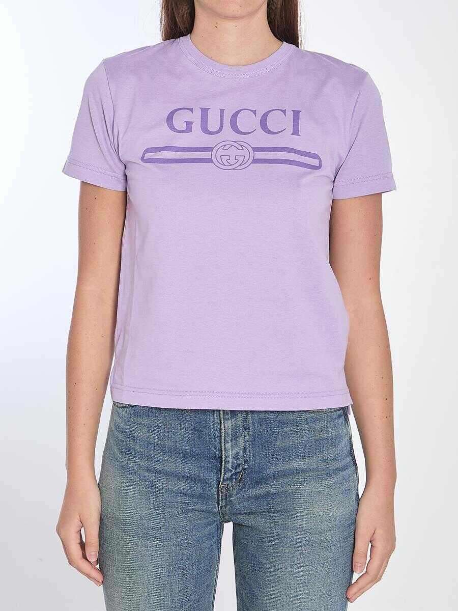 Tricouri Gucci Printed Logo T-Shirt Purple Femei (BM 17439711) 1