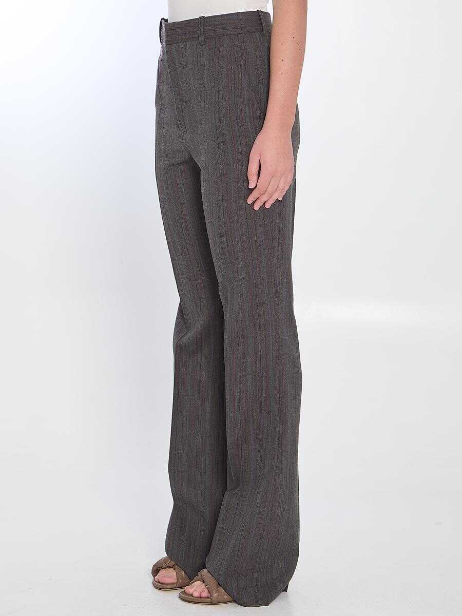 Pantaloni casual Bottega Veneta Wool Trousers With Thin Stripes GREY Femei (BM 17439726) 2
