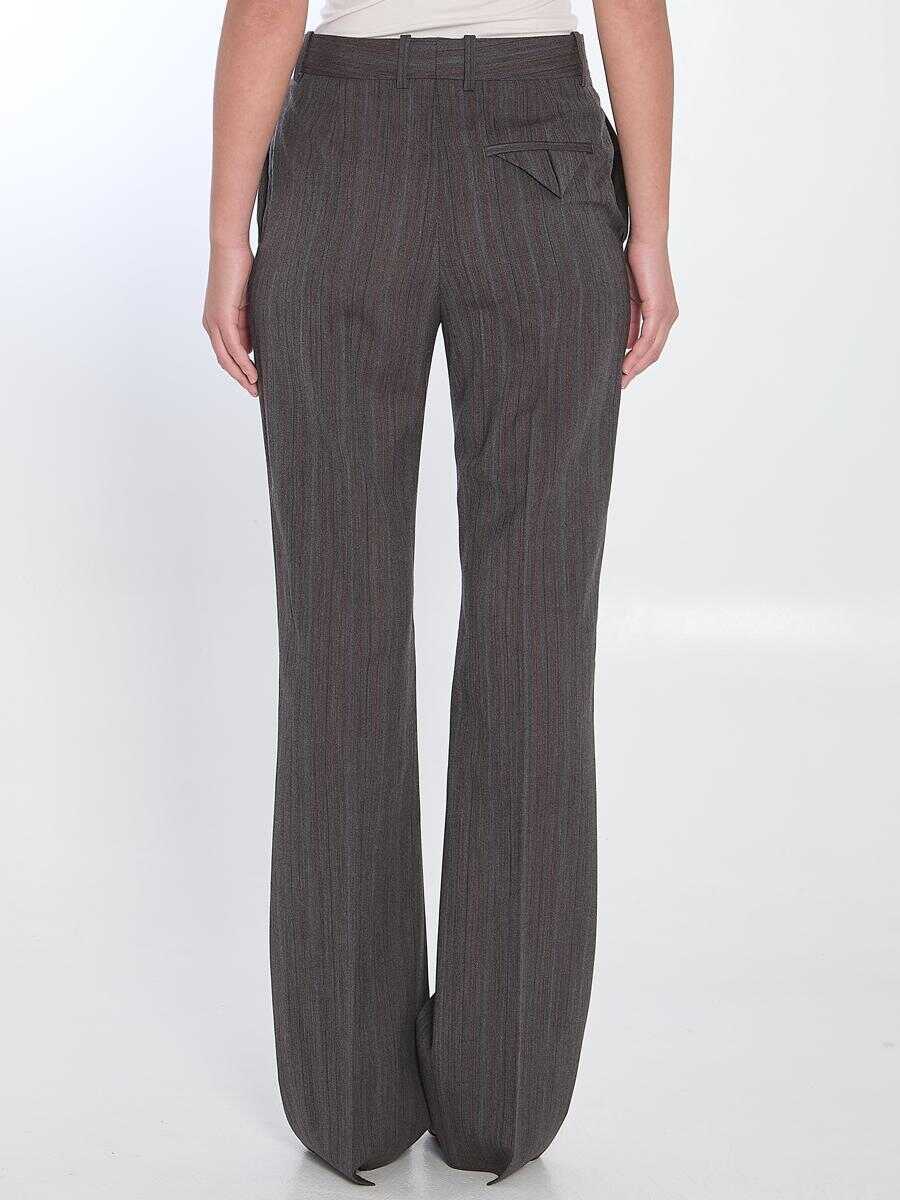 Pantaloni casual Bottega Veneta Wool Trousers With Thin Stripes GREY Femei (BM 17439726) 4