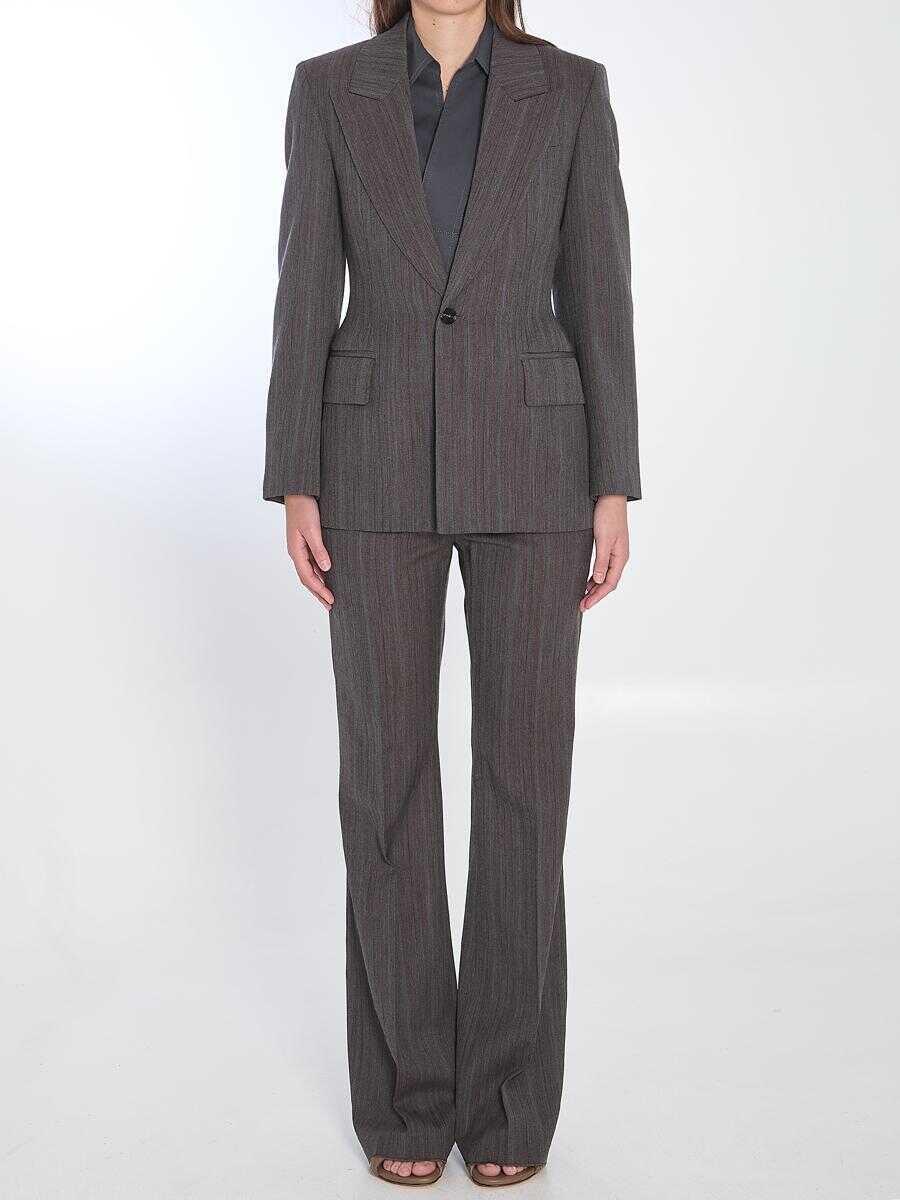 Pantaloni casual Bottega Veneta Wool Trousers With Thin Stripes GREY Femei (BM 17439726) 5