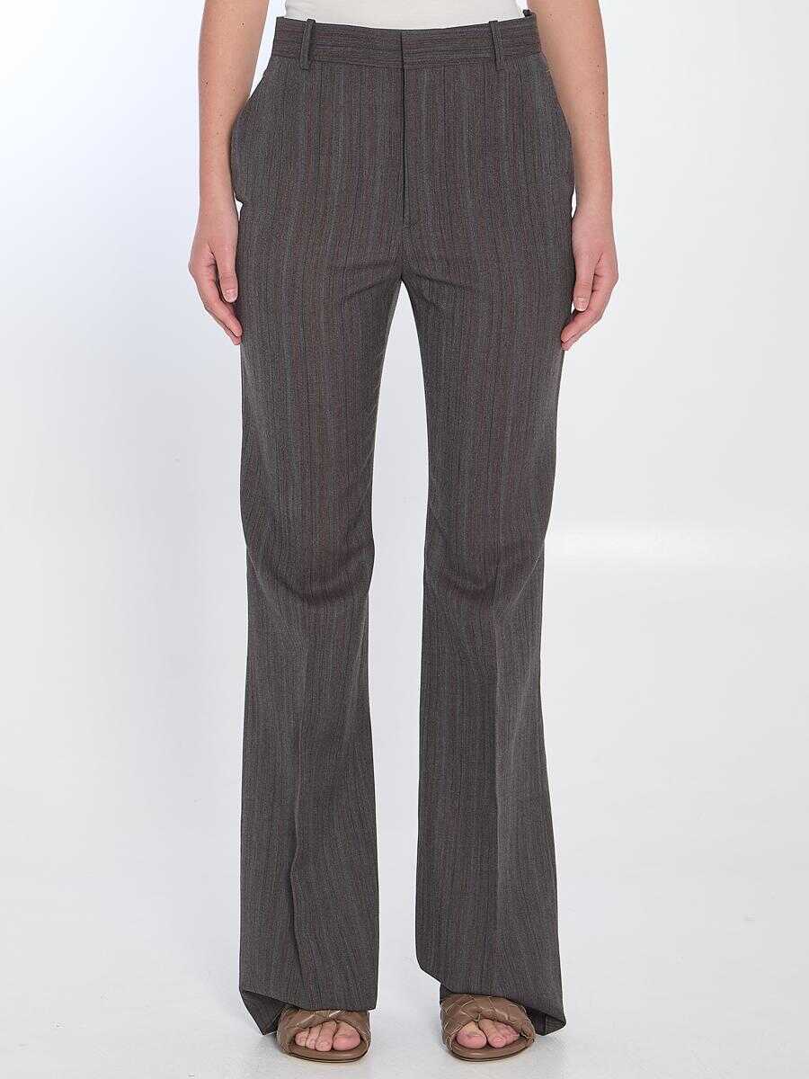 Pantaloni casual Bottega Veneta Wool Trousers With Thin Stripes GREY Femei (BM 17439726) 1