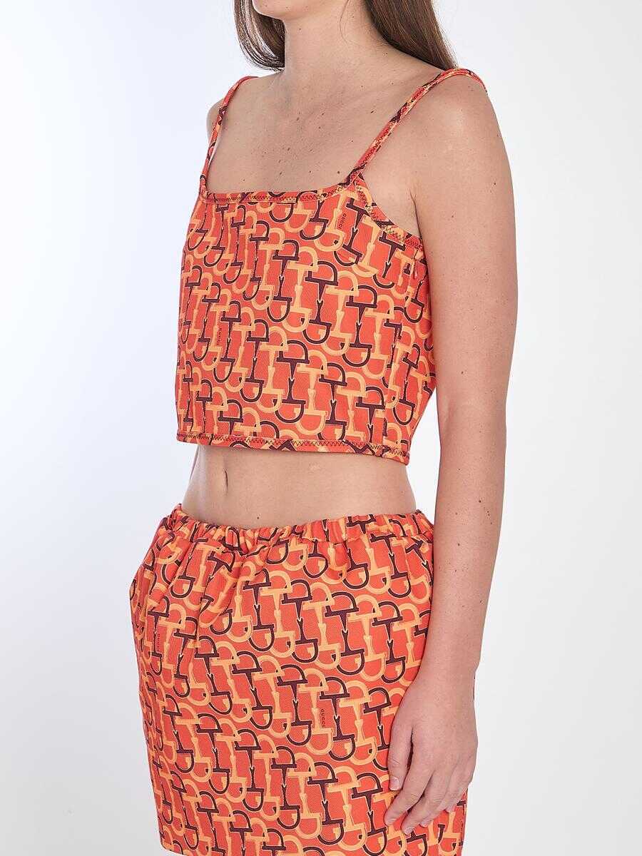 Topuri Gucci Printed Crop Top ORANGE Femei (BM 17439873) 2
