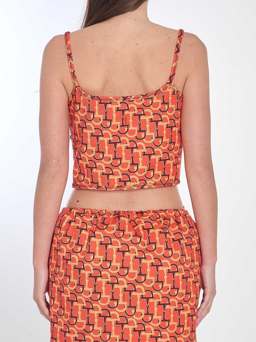 Topuri Gucci Printed Crop Top ORANGE Femei (BM 17439873) 4