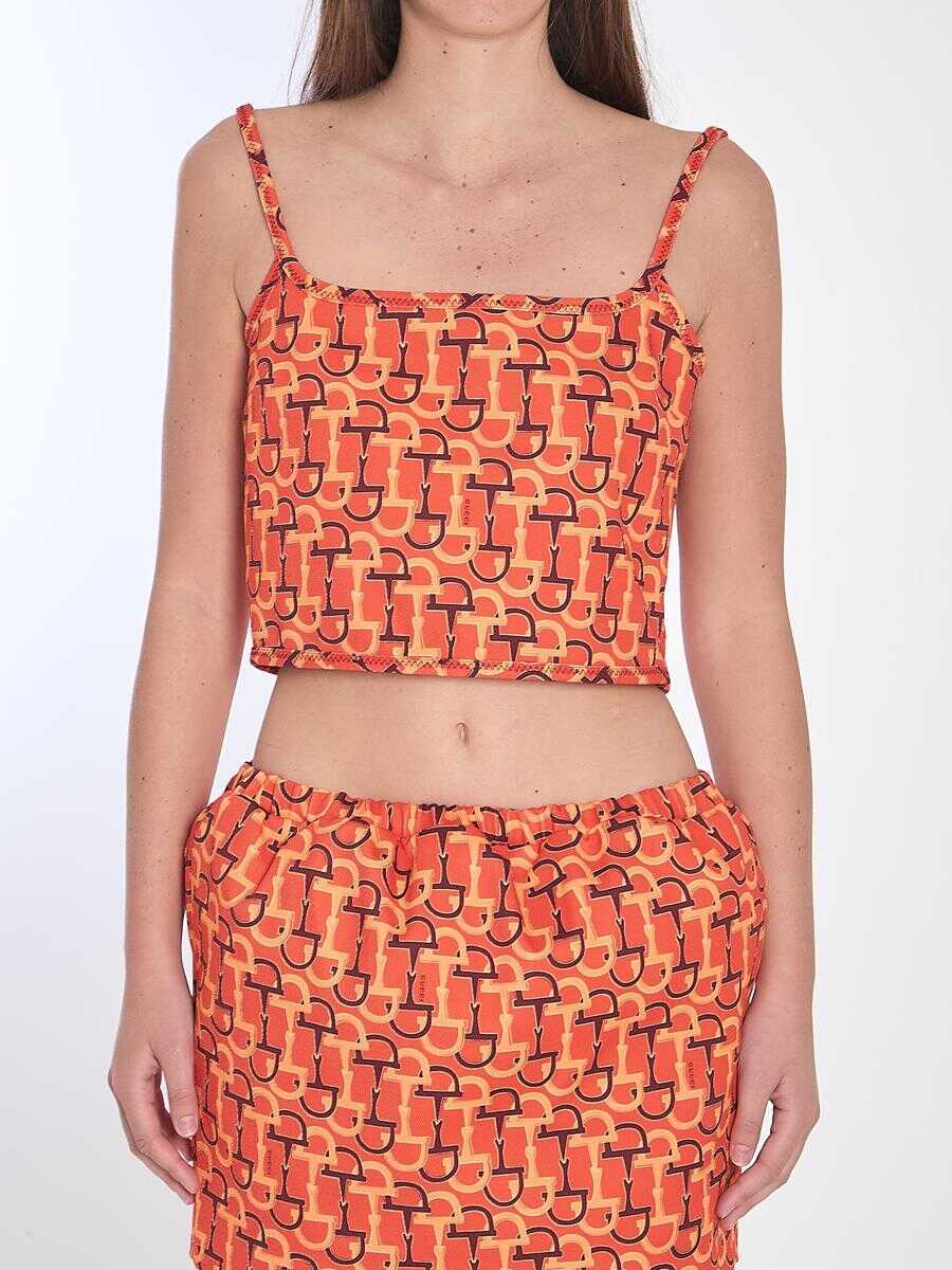 Topuri Gucci Printed Crop Top ORANGE Femei (BM 17439873) 1