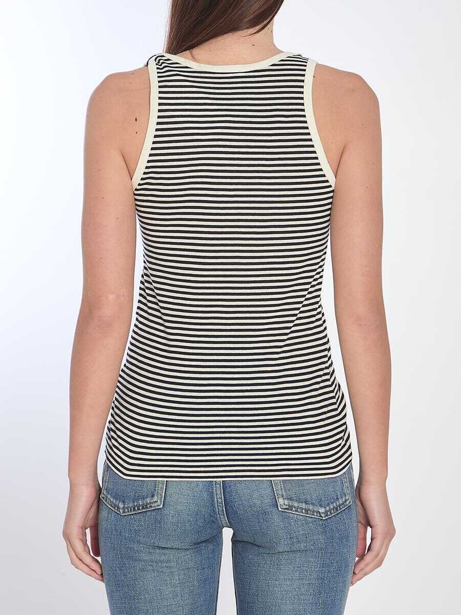 Topuri Saint Laurent Striped Tank Top Black Femei (BM 17440020) 4