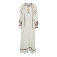 Rochii 'Florenza' White Long Dress With Tie Neck And Embossed Design In Cotton Woman Femei