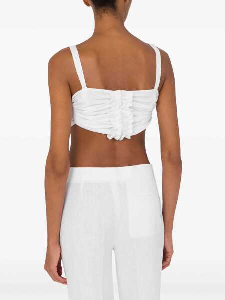 Bluze Moschino Cotton And Silk Voile Crop Top WHITE Femei (BM 17447638) 4