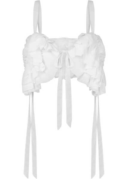 Bluze Moschino Cotton And Silk Voile Crop Top WHITE Femei (BM 17447638) 1