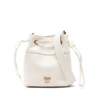 Genti de umar White Mini Bucket Bag With Metallic Love Birds Logo On The Front In Hammered Leather Woman Femei