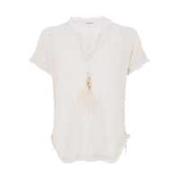 Pulovere Kangra Cashmere Ecru Cotton Blend Short-Sleeved Sweater Femei