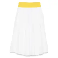 Fuste White Skirt With Contrasting Waist And Pleated Details In Fabric Woman Femei