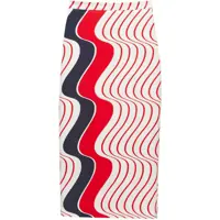 Fuste Red Skirt With Pencil Design And All-Over Printed Motif In Fabric Woman Femei