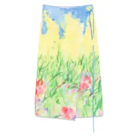 Fuste Multicolor Skirt With All-Over Printed Floral Motif In Fabric Woman Femei